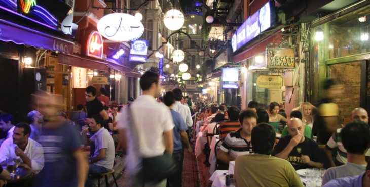 Istanbul, Turkey - 25 july 2007. Restaurant and bar night life in taksim